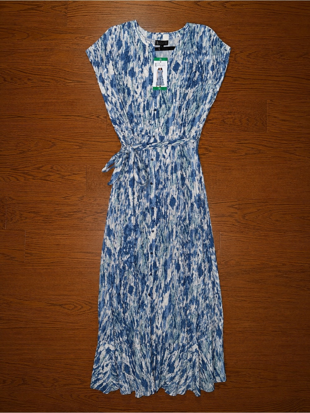 bobeau Blue and White Printed Maxi Dress Sz XL NWT